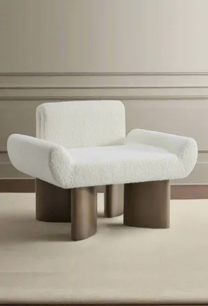 Coco White and Gold Accent Chair