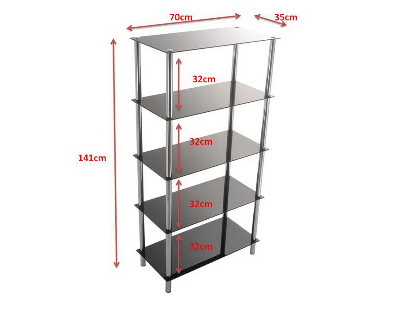 Contour 5-Tier Display Glass Unit-Black