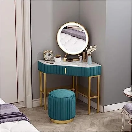 Corn Dressing Table With Ottoman In Stainless Steel - Gold