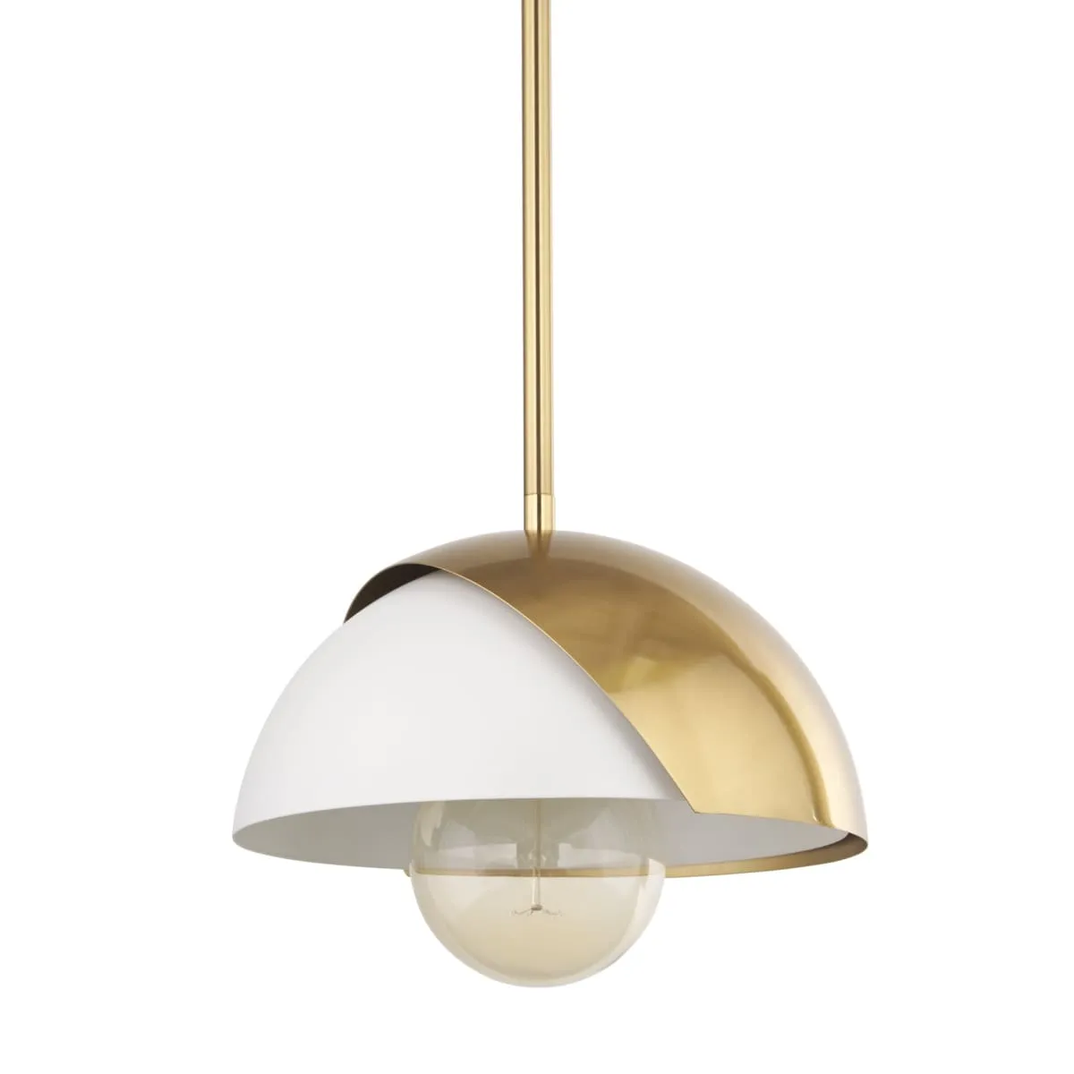 Cybill Pendant Matte White | Gold Metal