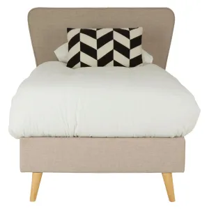 DENMARK SCANDINAVIAN BEIGE HOPSACK FABRIC SINGLE BED