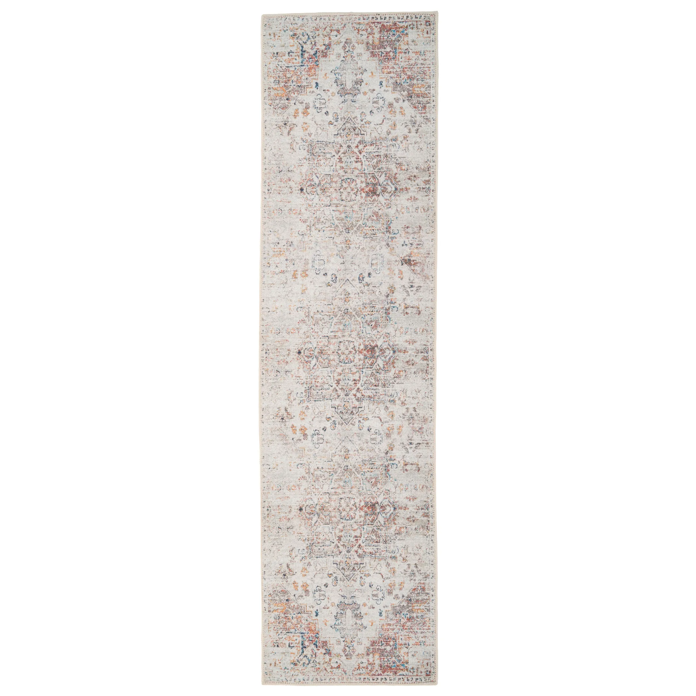 Distressed Multicolour Washable Runner Rug - Cecilia