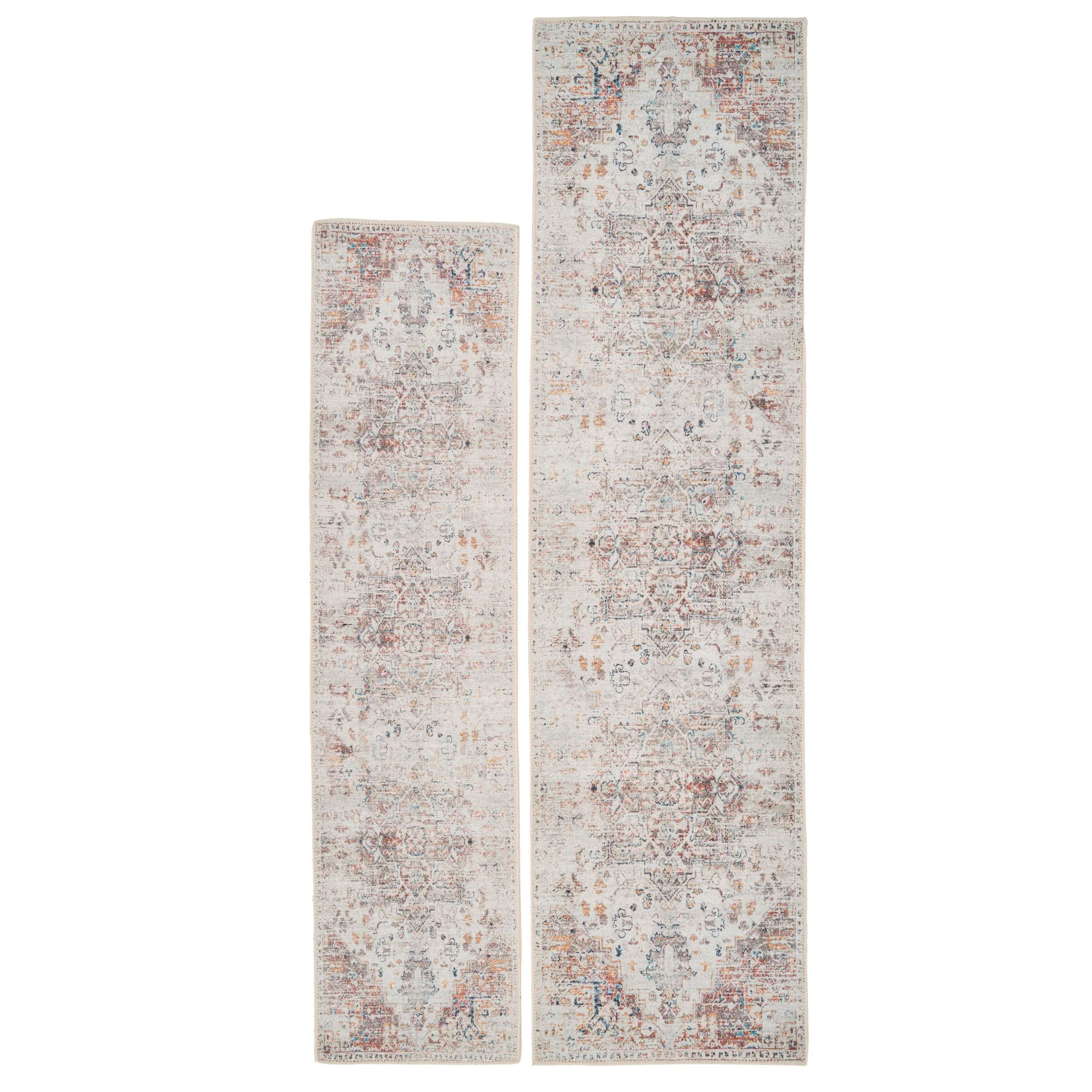 Distressed Multicolour Washable Runner Rug - Cecilia