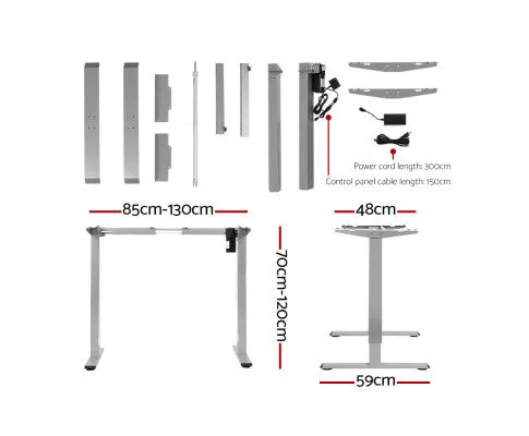 Electric Standing Desk Motorised Adjustable Sit Stand Desks Grey Walnut