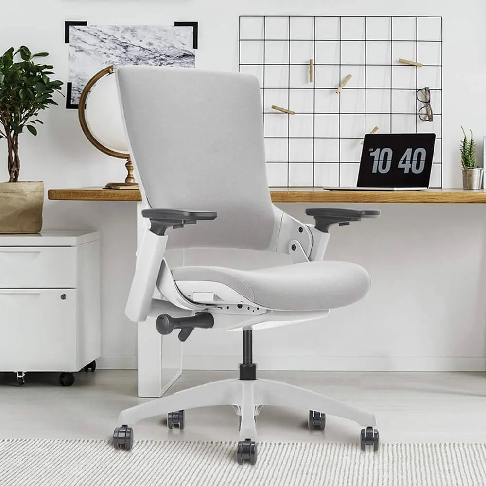 Ergonomic High Swivel Executive Home Office Chair Grey Fabric Back