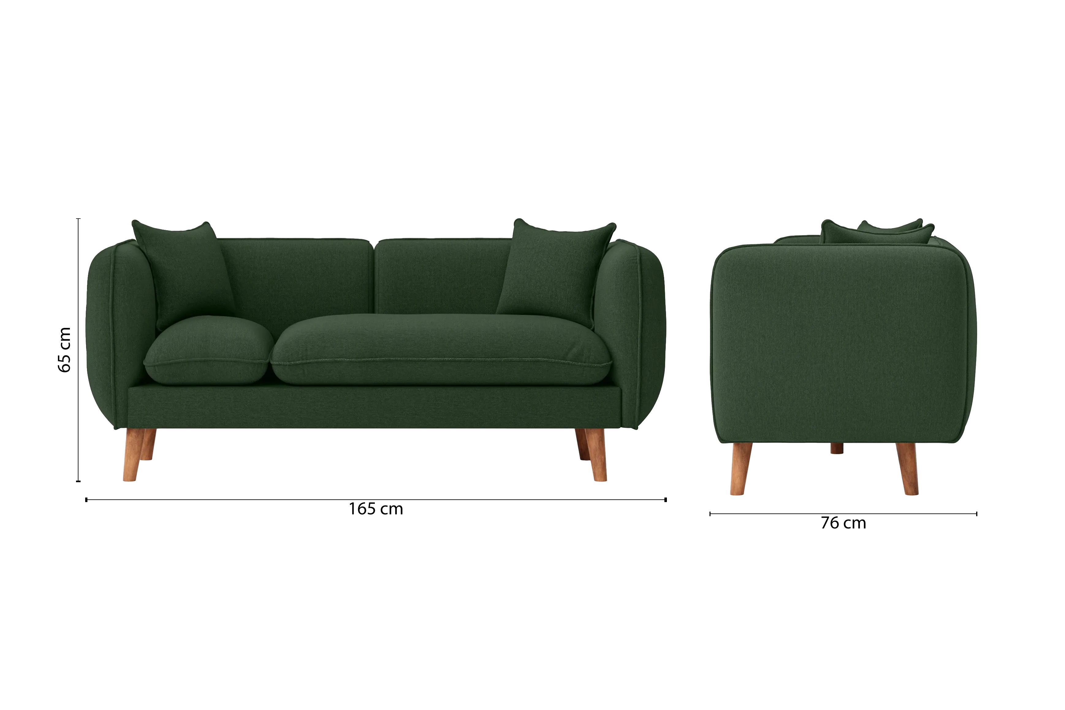 Florence 2 Seater Sofa Forest Green Linen Fabric