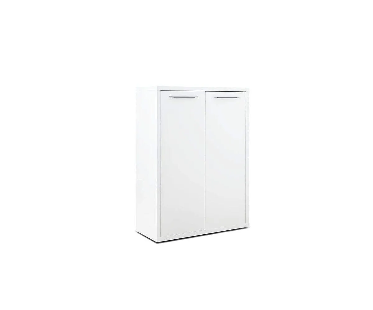 Gammel Low Bookcase with Doors - White