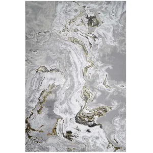 Gold Abstract Swirl Pattern Living Room Rugs - Marble