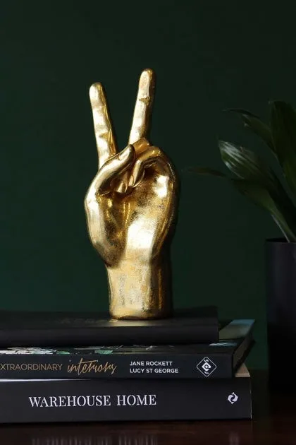 Gold Peace Hand Ornament