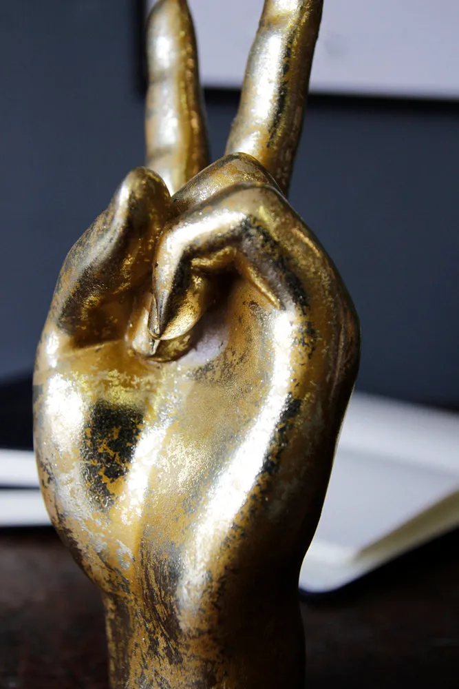 Gold Peace Hand Ornament