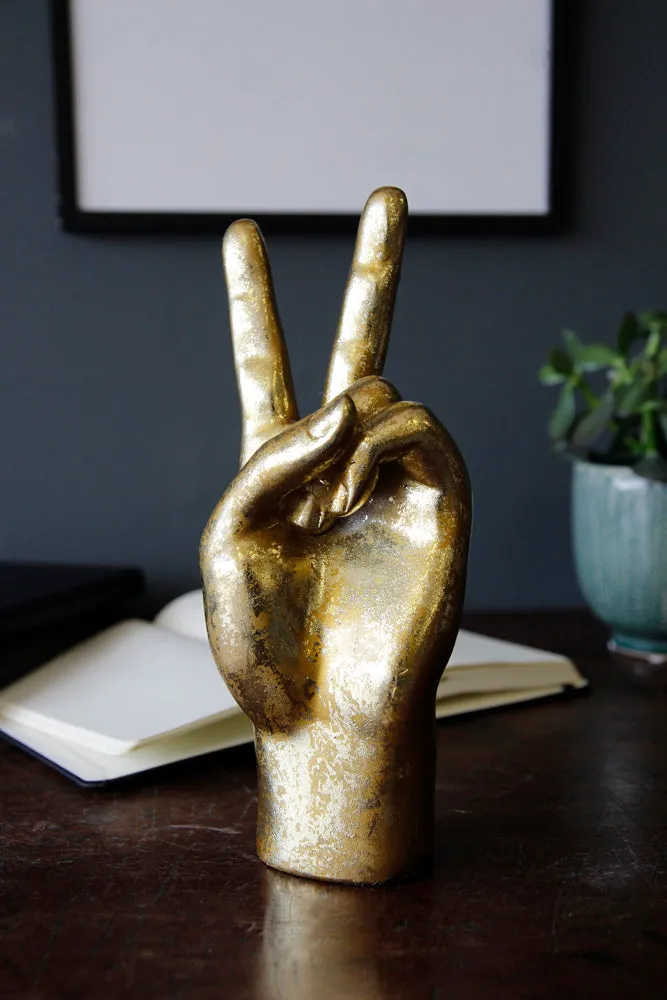 Gold Peace Hand Ornament