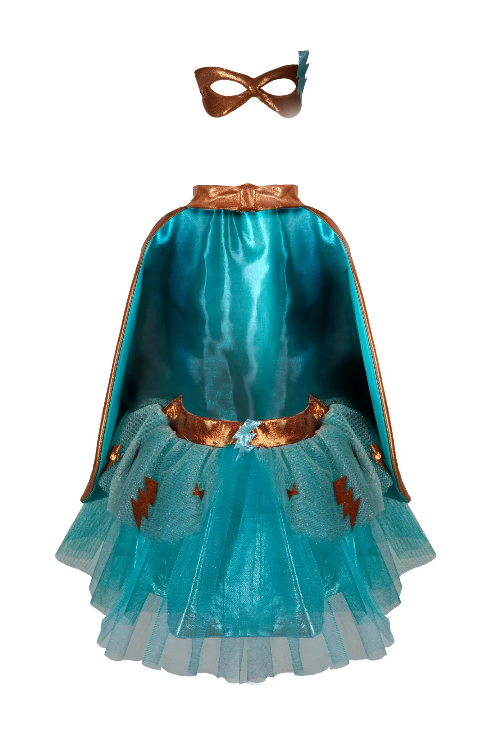 Great Pretenders - Copper & Teal Super-Duper Tutu, Cape & Mask Set