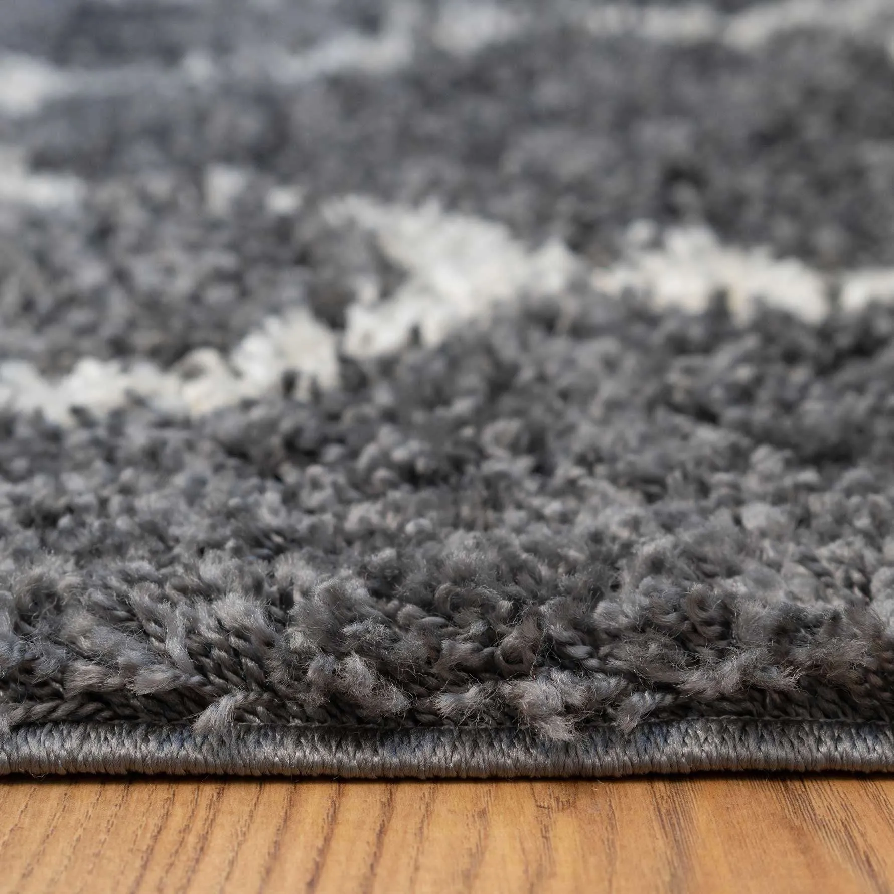 Grey Moroccan Trellis Shaggy Rug