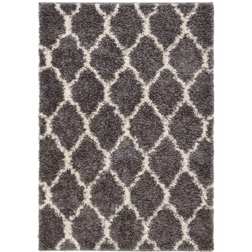 Grey Moroccan Trellis Shaggy Rug