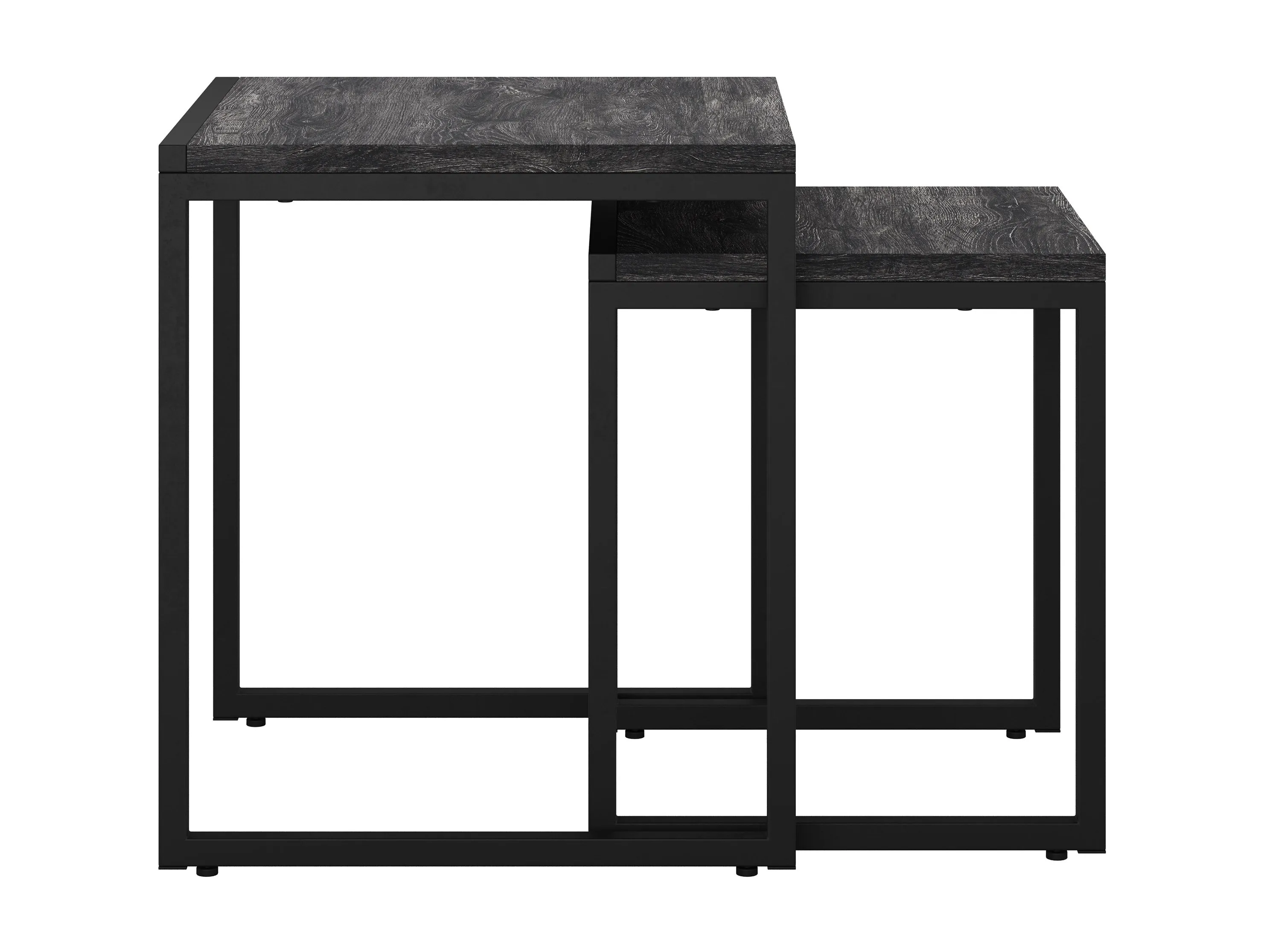 Grey Wood Square Nesting Side Tables