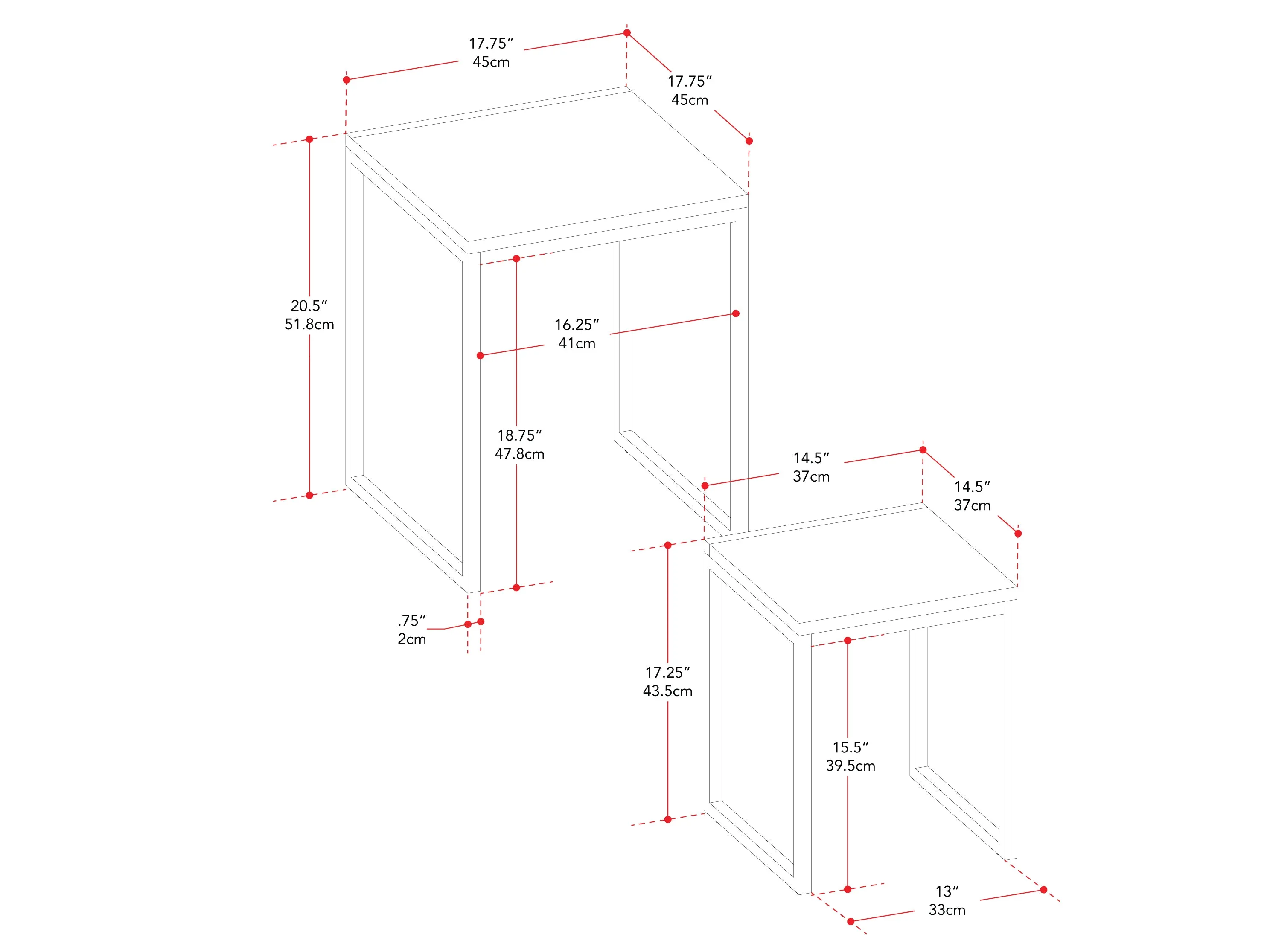 Grey Wood Square Nesting Side Tables