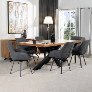 Harrow 200cm Dining Table & 6 Grey Montreal Chairs