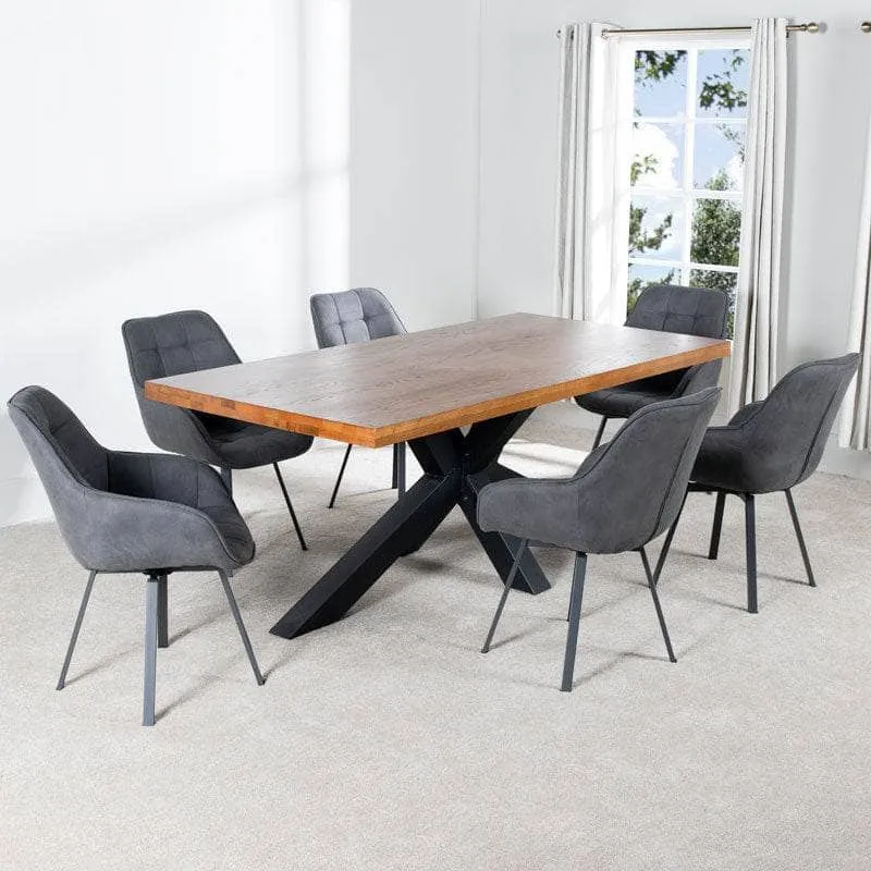 Harrow 200cm Dining Table & 6 Grey Montreal Chairs