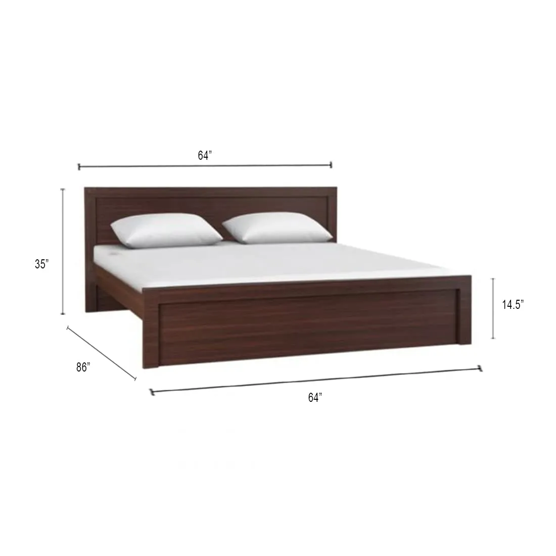 Harry Engineered Wood Bed without Storage (Brown)