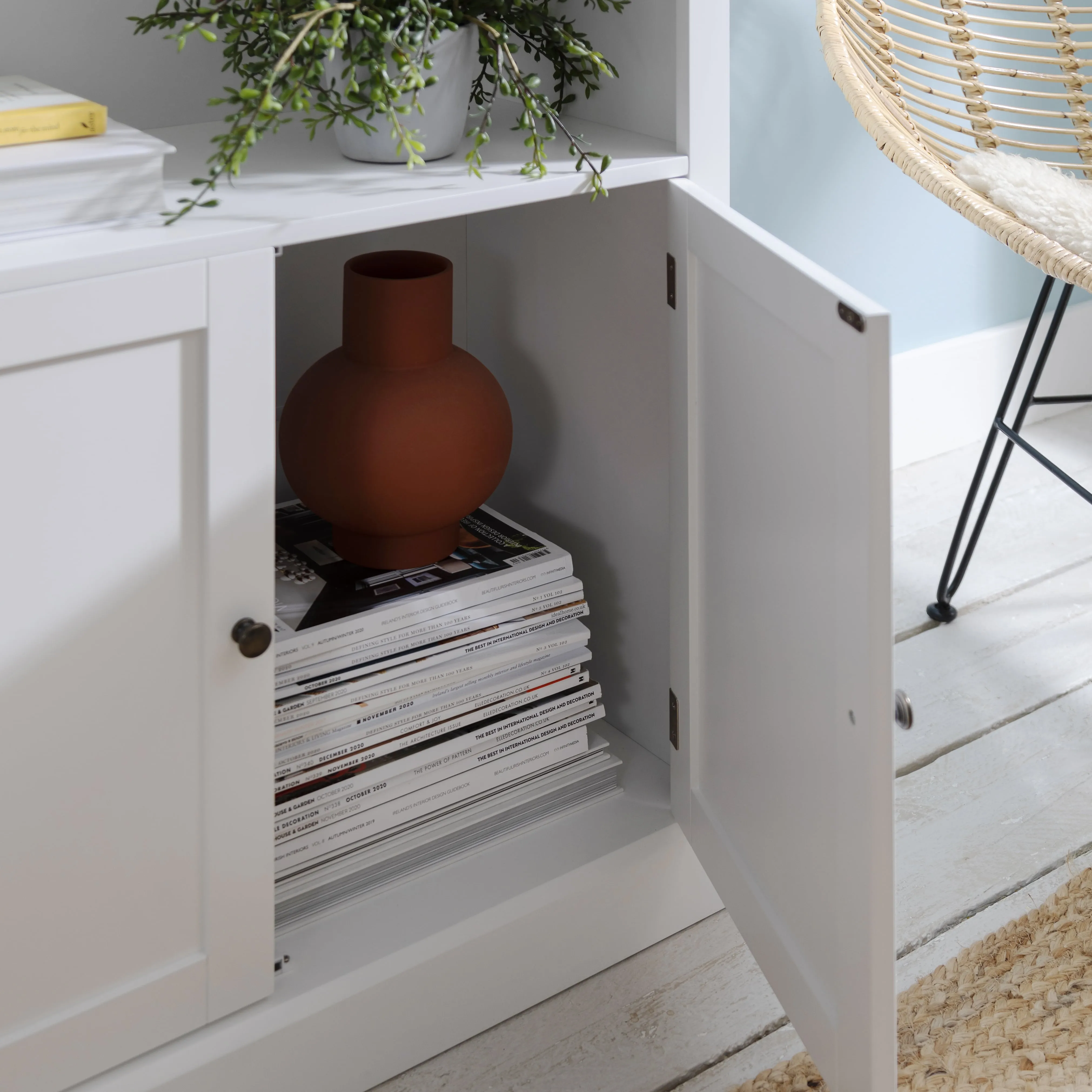 Hemming 3 Tier Bookcase with Storage in Classic White