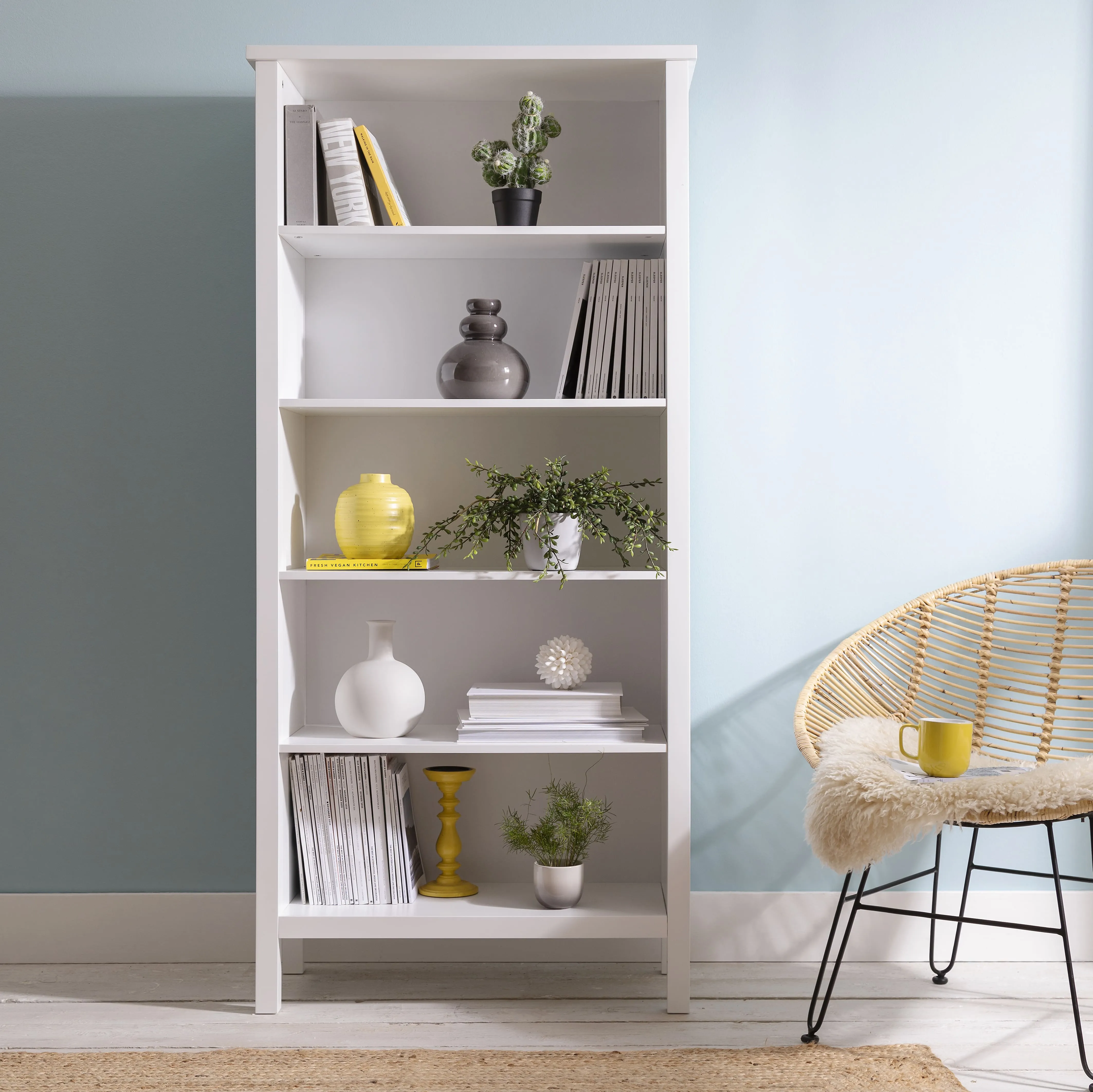 Hemming 5 Tier Tall Bookcase in Classic White