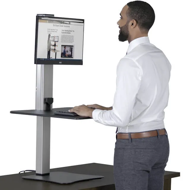 High Rise™ Electric Ergonomic Single Monitor Standing Desk Converter