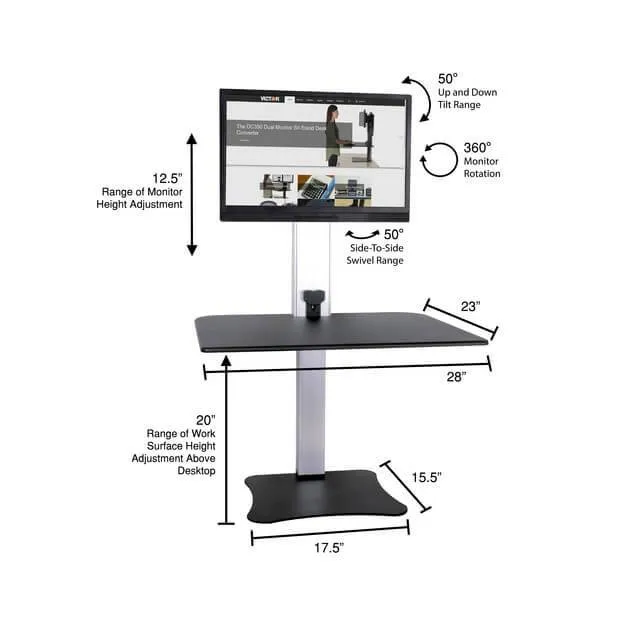 High Rise™ Electric Ergonomic Single Monitor Standing Desk Converter