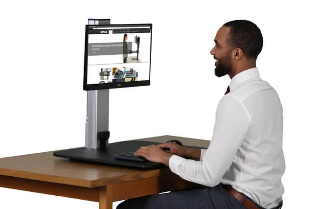 High Rise™ Electric Ergonomic Single Monitor Standing Desk Converter