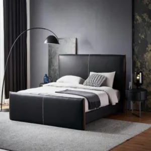 Jacky Upholstered Bed In Black Leatherette