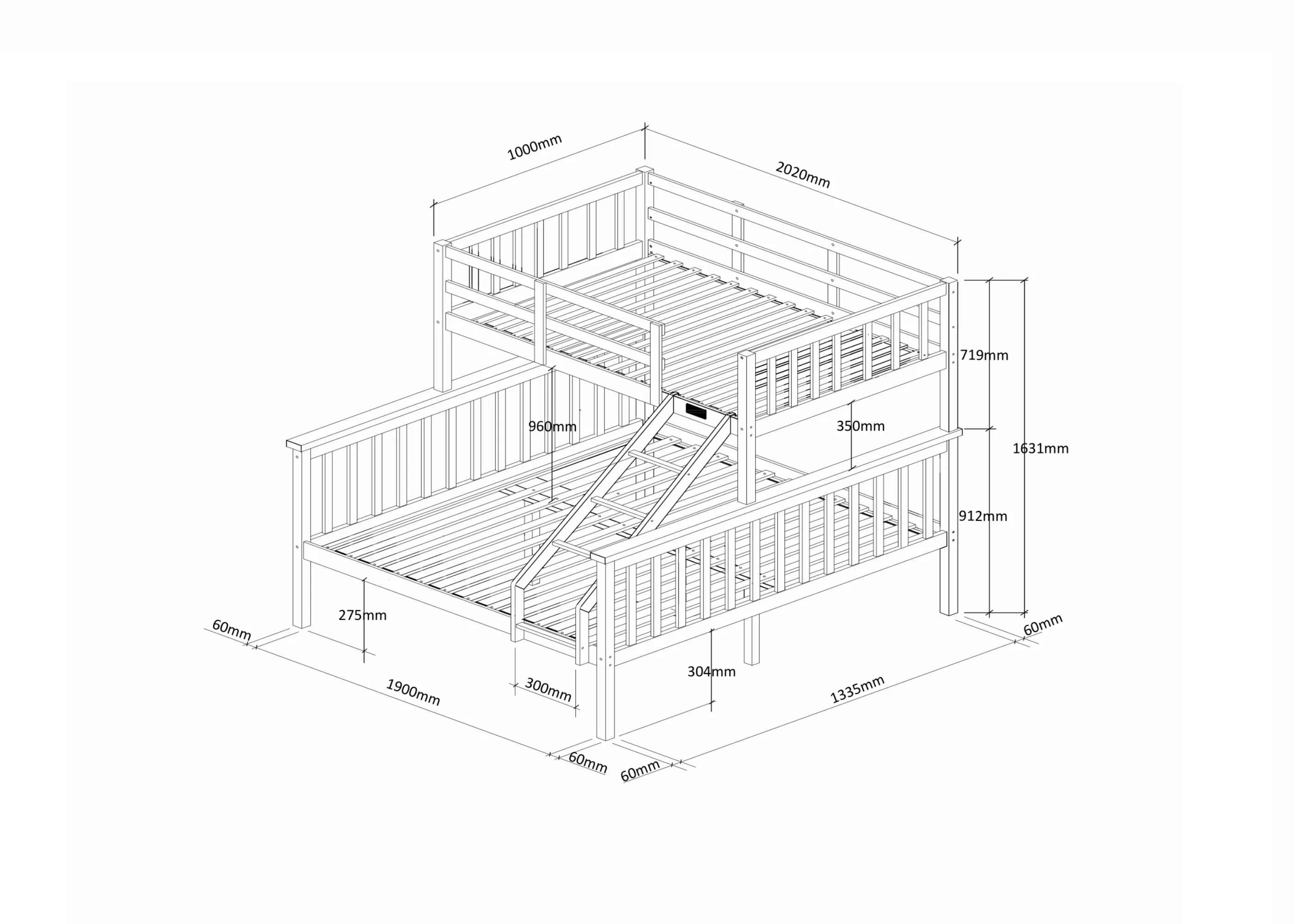 Kelling Wooden Triple Bunk Bed