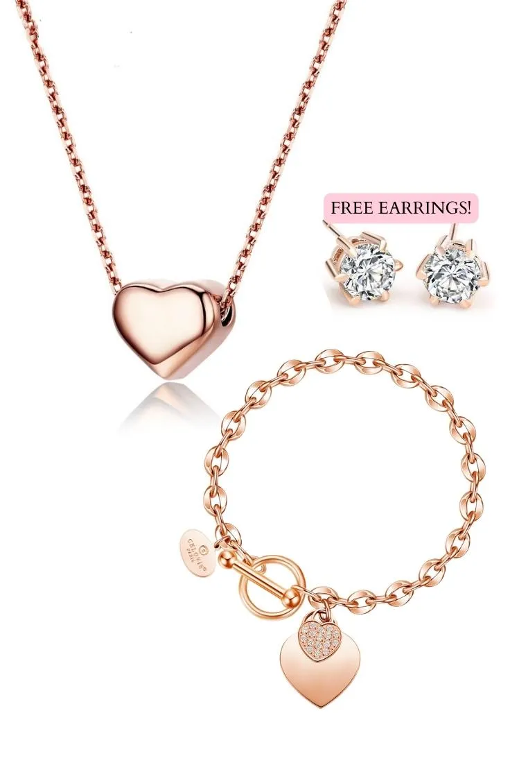 La Devotion Bracelet with Love Pendant Neckace Gift Bundle (Free Elsie Earrings)