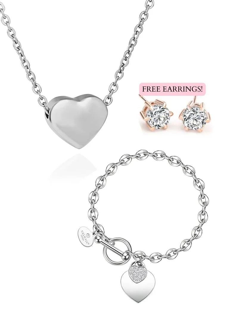 La Devotion Bracelet with Love Pendant Neckace Gift Bundle (Free Elsie Earrings)