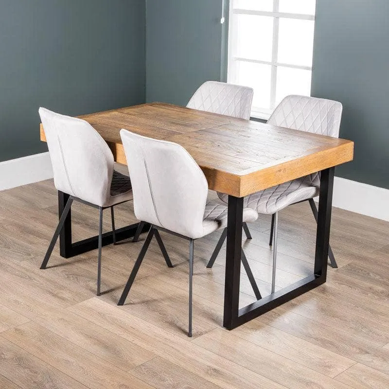 Lincoln Extendable Dining Table Set with 4 Vancouver Silver Chairs