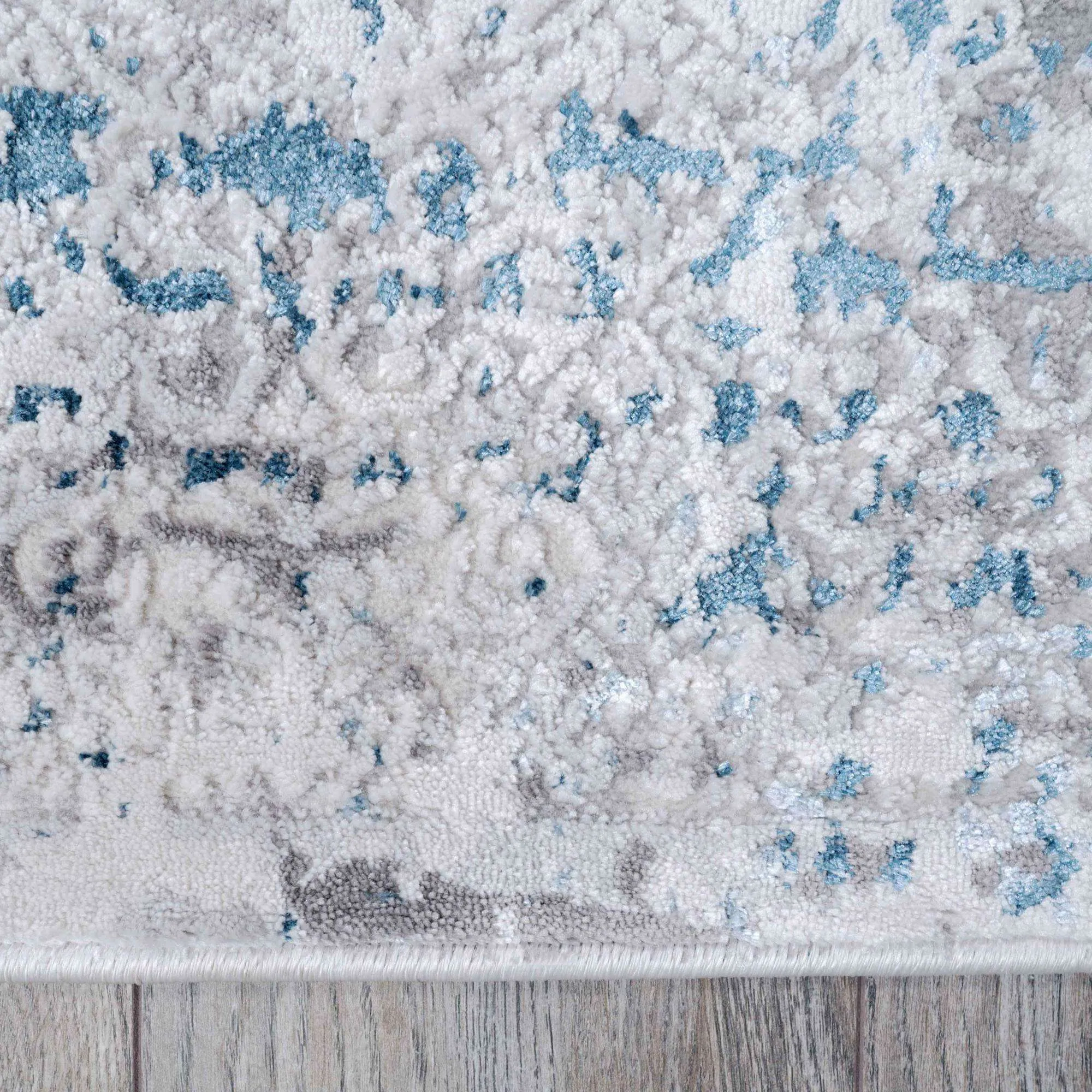 Modern Abstract Distressed Rugs Blue Grey - Tweed