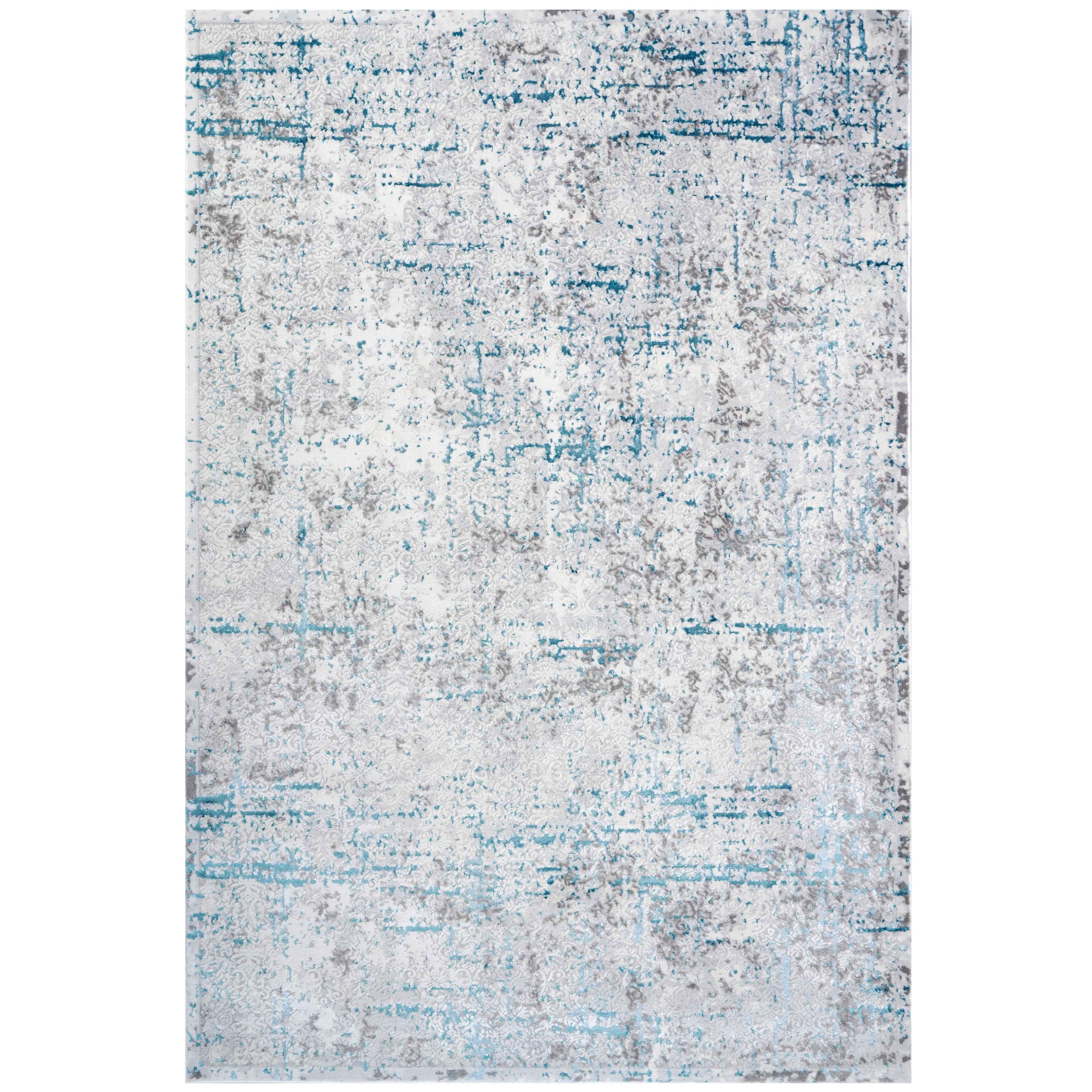 Modern Abstract Distressed Rugs Blue Grey - Tweed