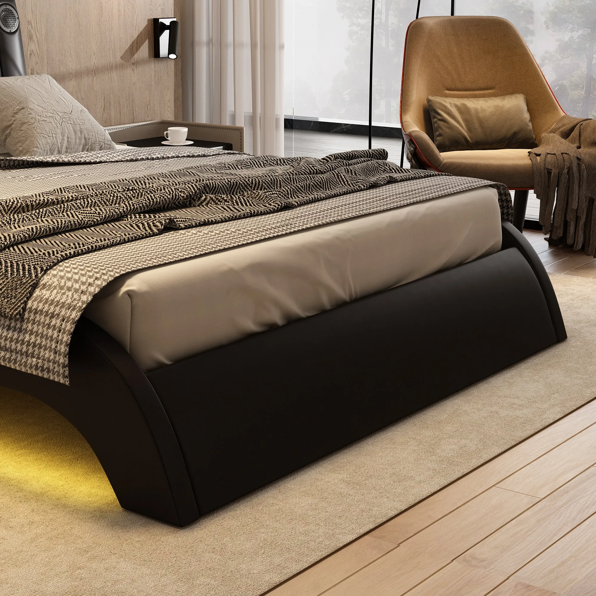 Modern Bed With 7 Different Lights' Colors