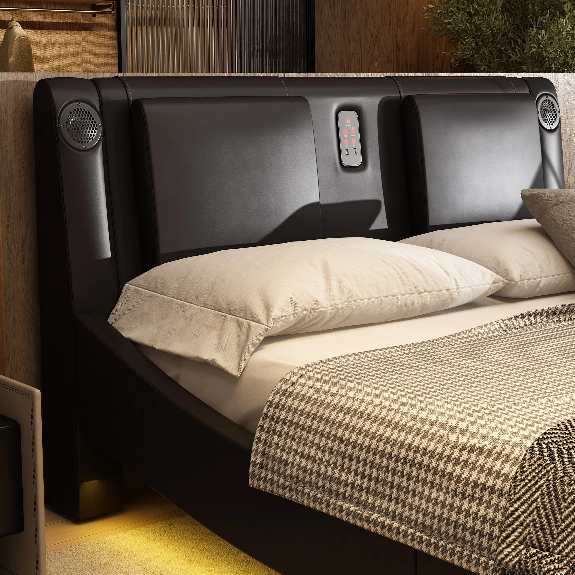 Modern Bed With 7 Different Lights' Colors