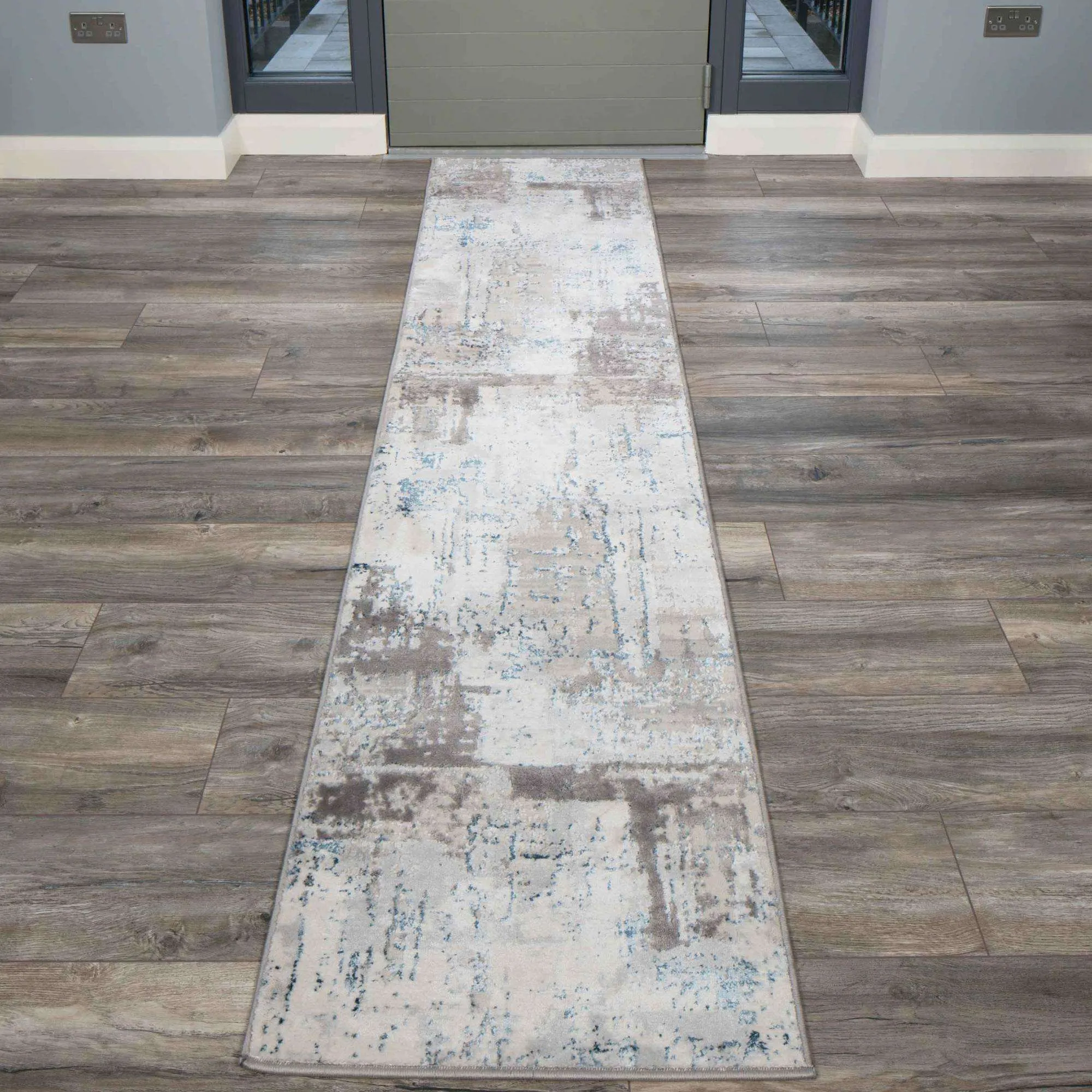 Modern Blue Abstract Distressed Living Room Rugs - Grace