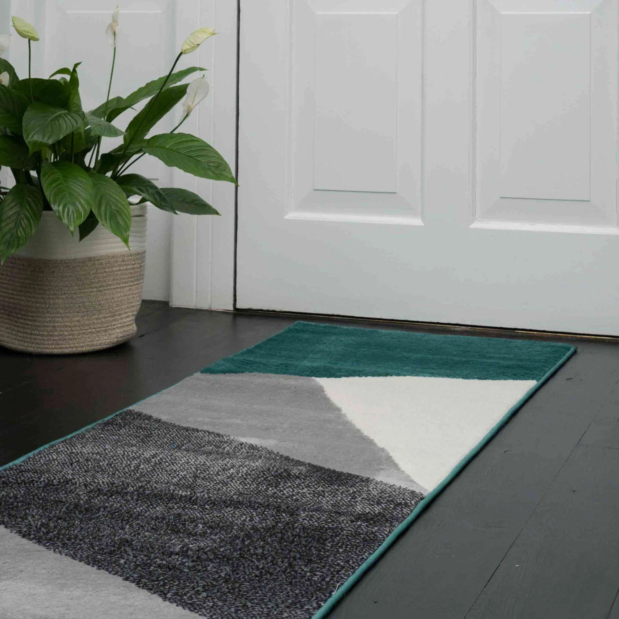 Modern Emerald Green Abstract Hall Runner Rugs