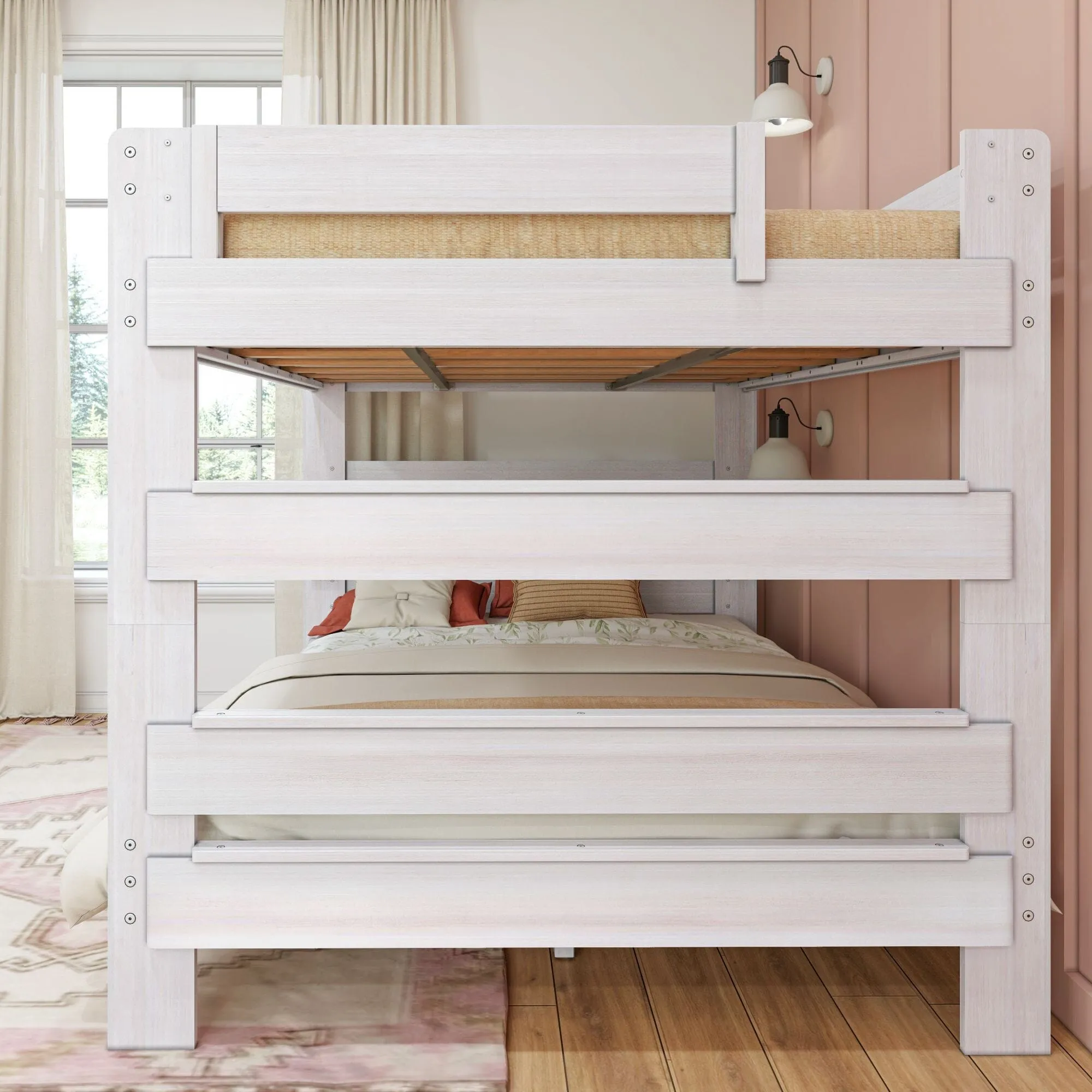 Modern Farmhouse Queen Over Queen Bunk Bed