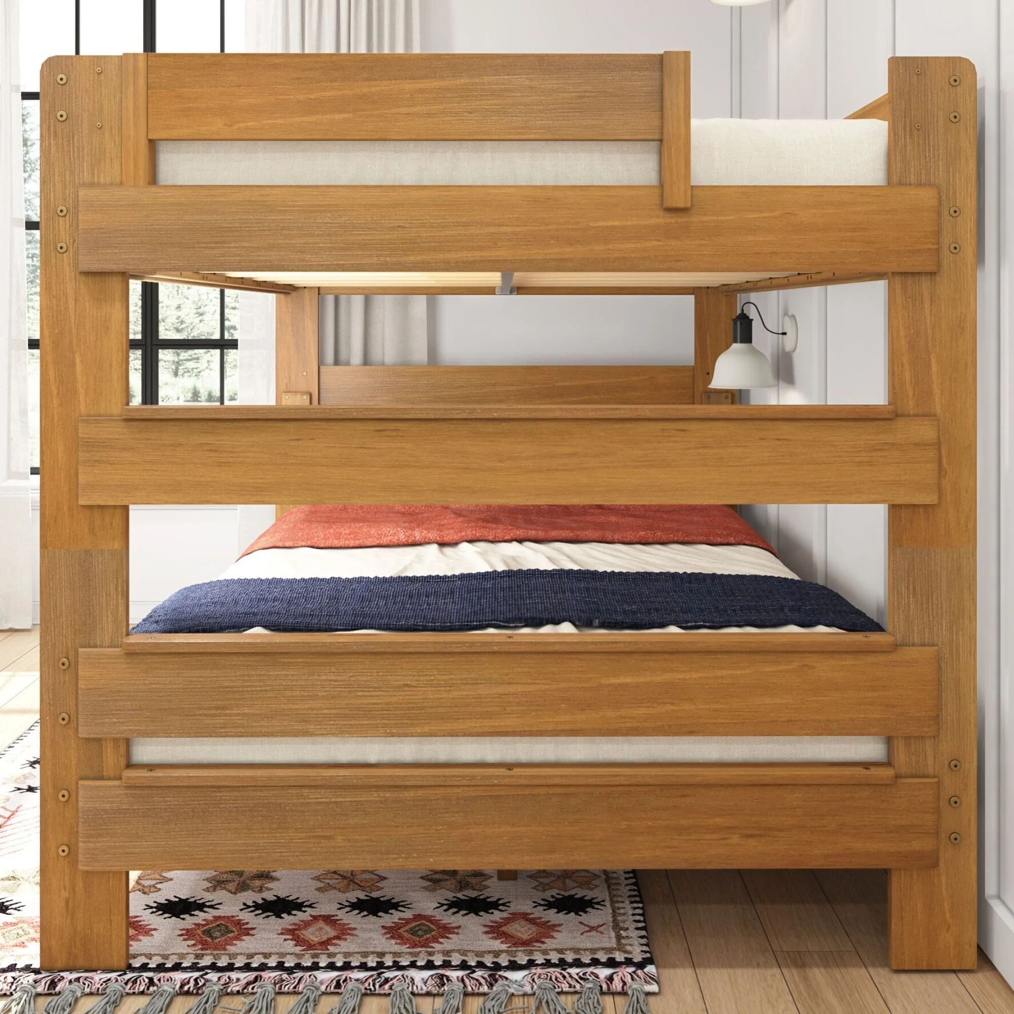 Modern Farmhouse Queen Over Queen Bunk Bed