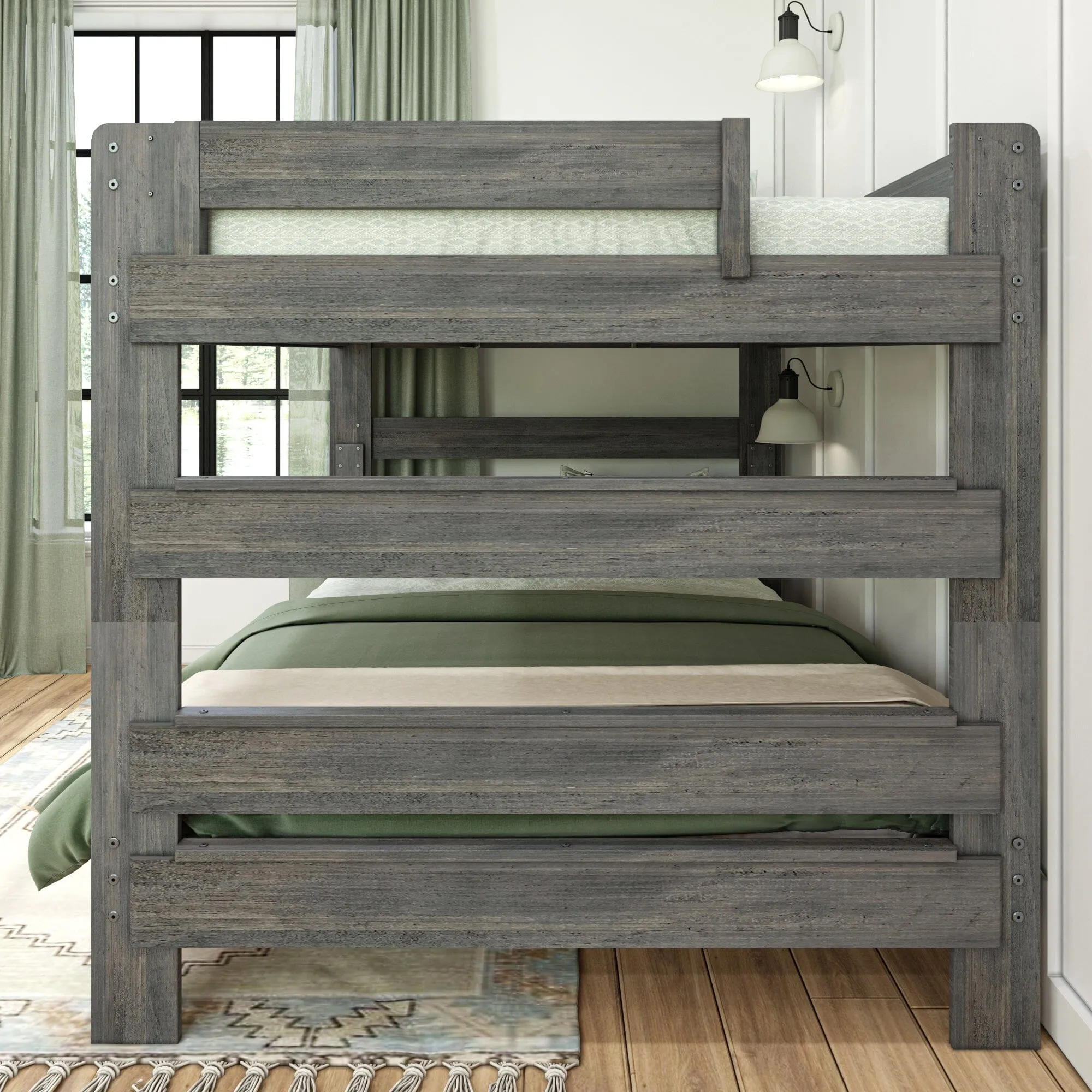 Modern Farmhouse Queen Over Queen Bunk Bed