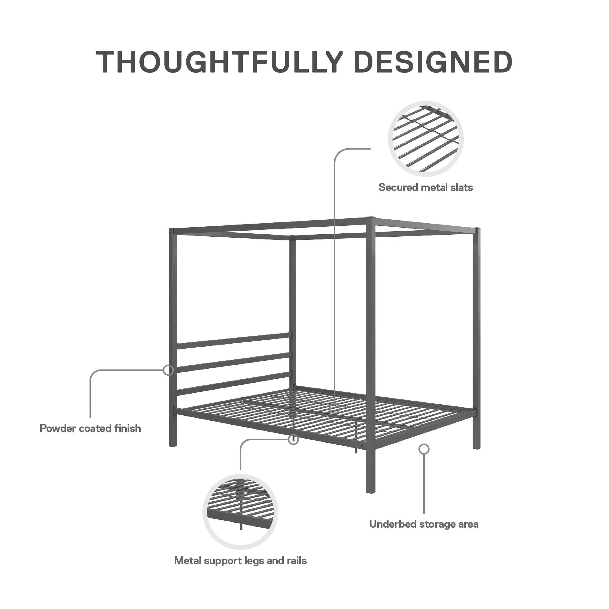 Modern Metal Canopy Bed Frame