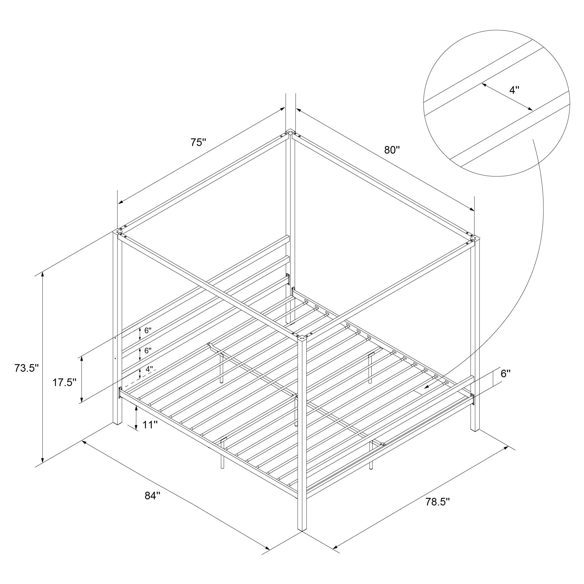 Modern Metal Canopy Bed Frame