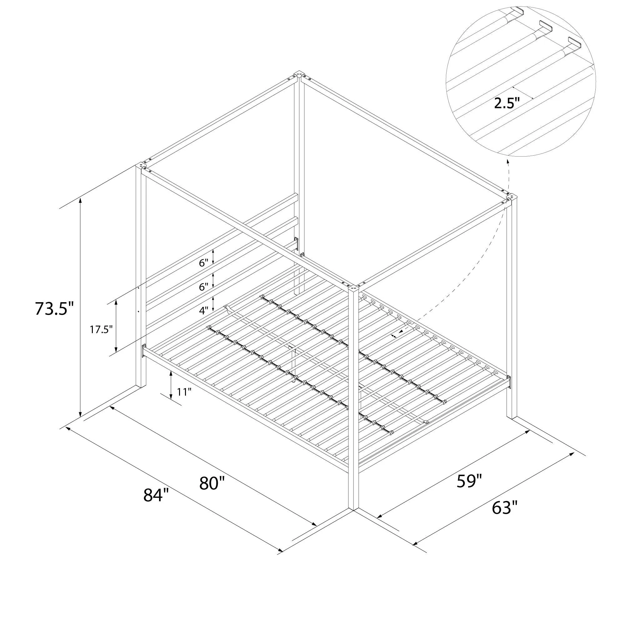 Modern Metal Canopy Bed Frame