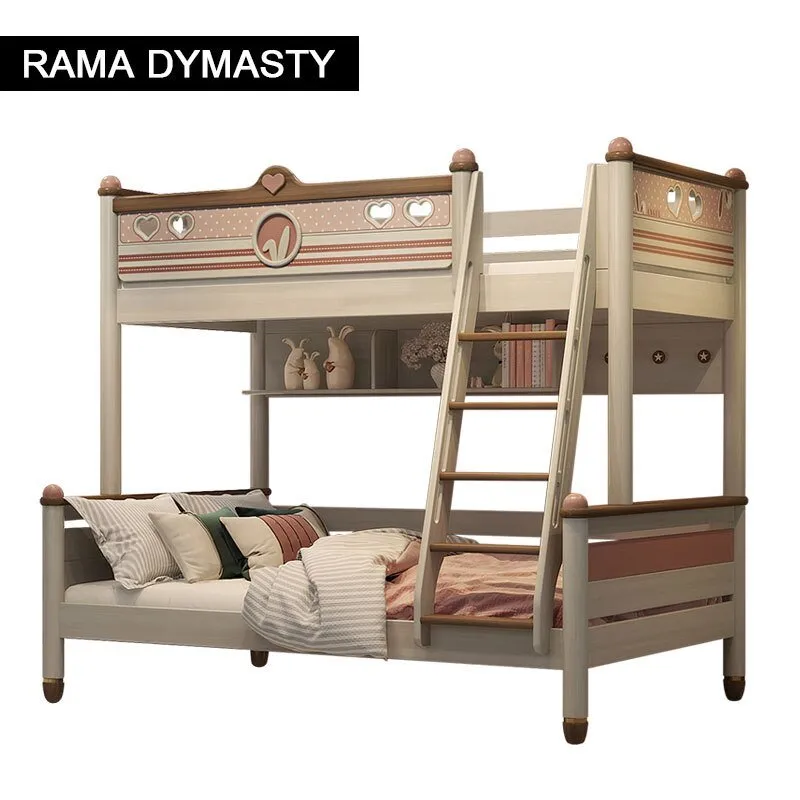 Modern Solid Wood Bunk Bed for Children with Princess Theme