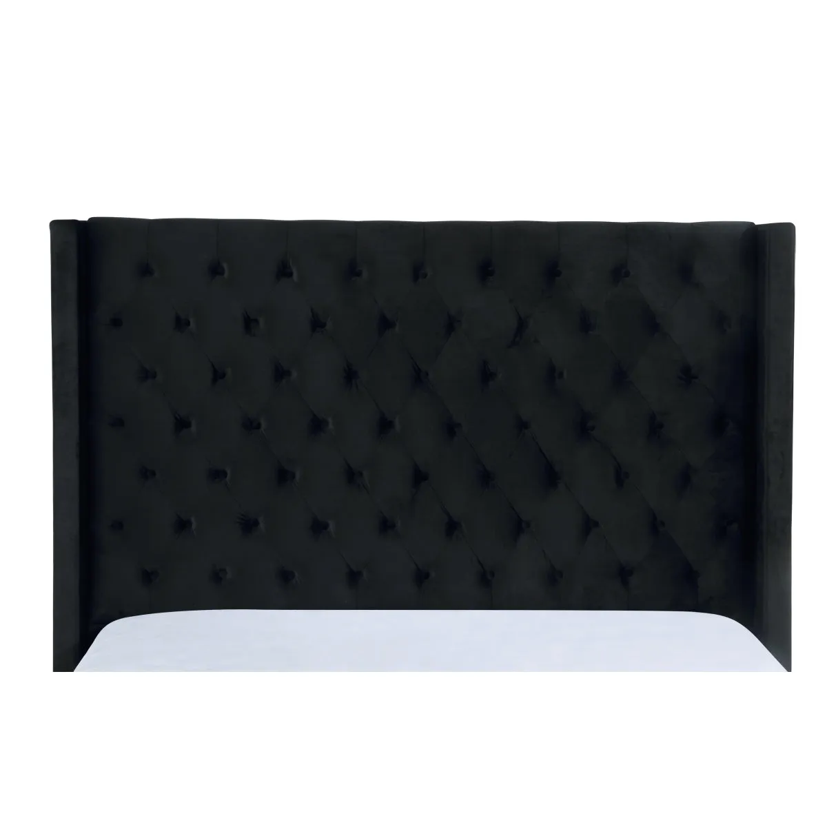 Modern Winged Headboard King Bed with Diamond-Quilted Pattern and Button Tufting