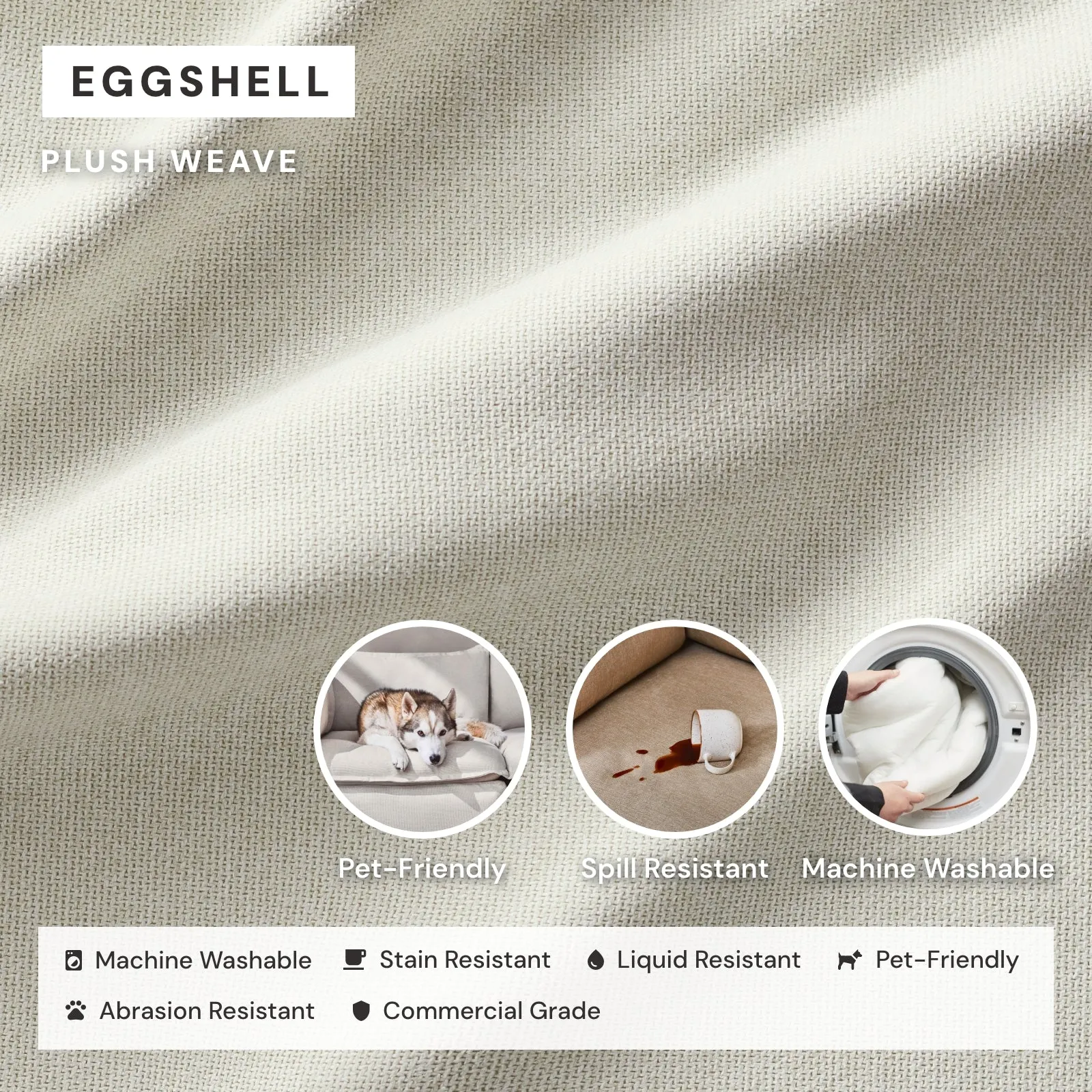 Modular Washable 2-Seater in Eggshell | Deluxe  Seat | Contour Pillow