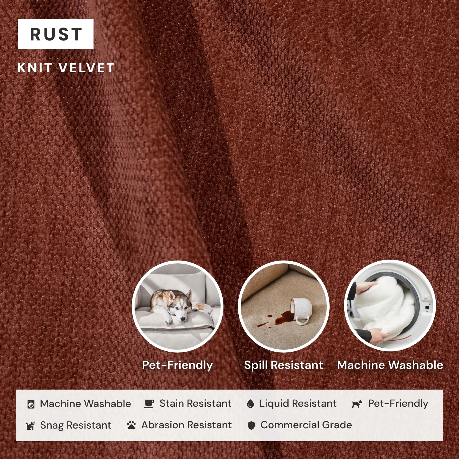 Modular Washable 2-Seater in Rust | Deluxe  Seat | Cloud Pillow