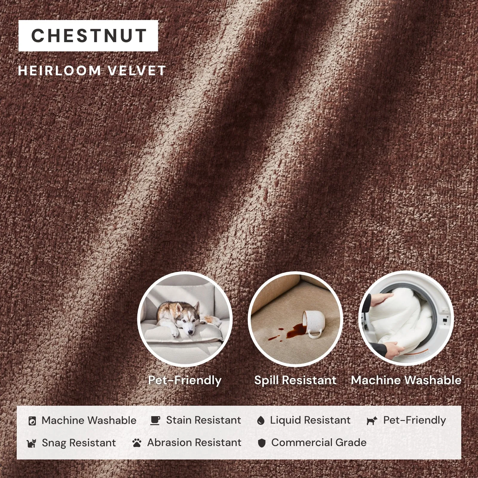 Modular Washable 2-Seater   Ottoman in Chestnut | Deluxe  Seat | Cloud Pillow